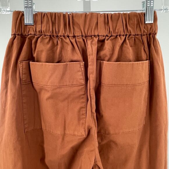 Everlane Brown Organic Cotton Elastic Waist Pull On WideLeg Pants 0 NWT - Picture 6 of 11
